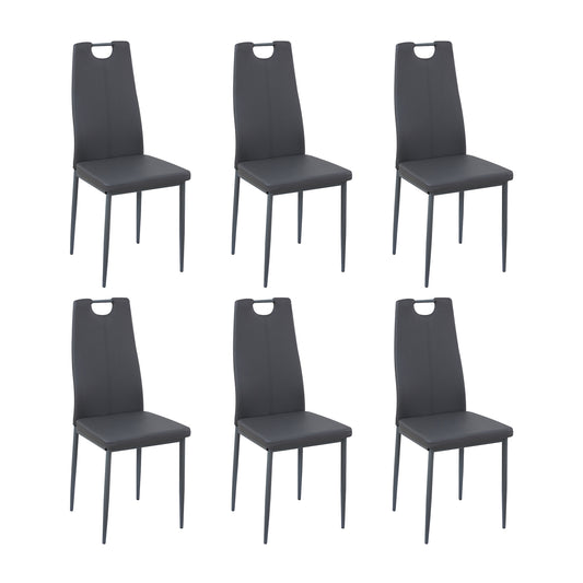 Lot de 6 Chaises d'appoint modernes pour la cuisine avec pieds en méta--Gris foncé