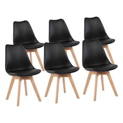 Lot de 6 chaises au design Scandinave contemporain pour salle à manger - Noir