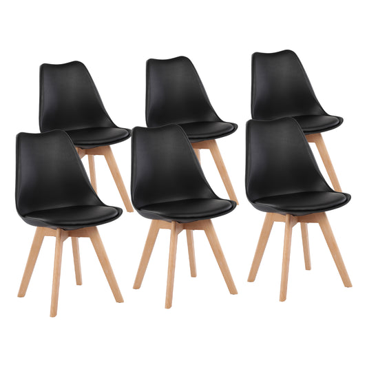Lot de 6 chaises au design Scandinave contemporain pour salle à manger - Noir