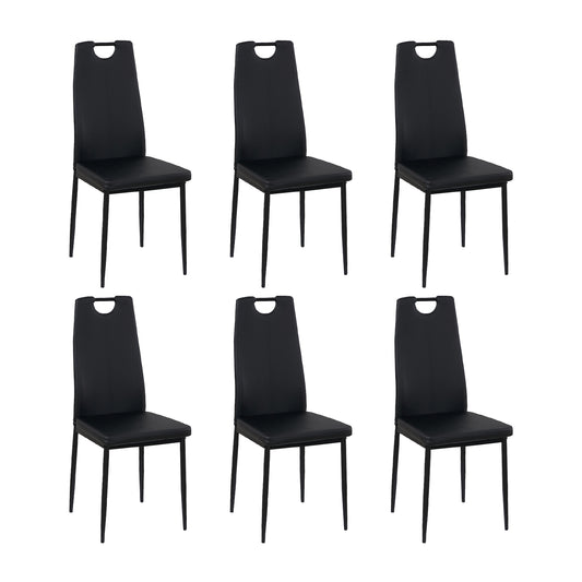 Lot de 6 Chaises d'appoint modernes pour la cuisine avec pieds en méta--Noir