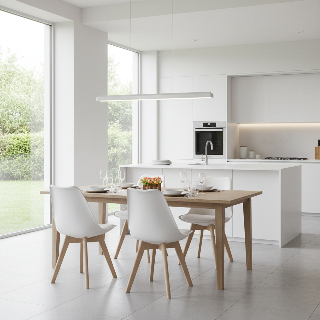 Lot de 6 chaises au design Scandinave contemporain pour salle à manger - Blanc