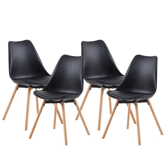 4 Chaise de salle à manger design contemporain scandinave-Noir