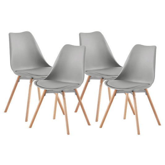 4 Chaise de salle à manger design contemporain scandinave-Gris