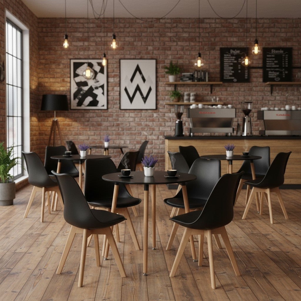 Lot de 6 chaises au design Scandinave contemporain pour salle à manger - Noir