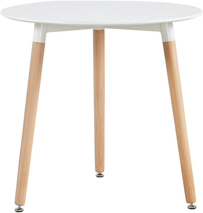 Table à Manger Ronde Scandinave en Bois de Hêtre Massif laqué - 80 x 70 cm - Blanche