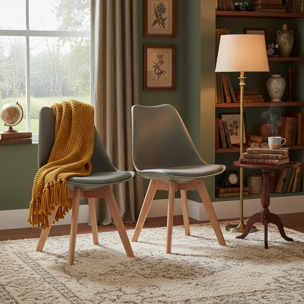 2× chaises de salle à manger design contemporain scandinave-gris