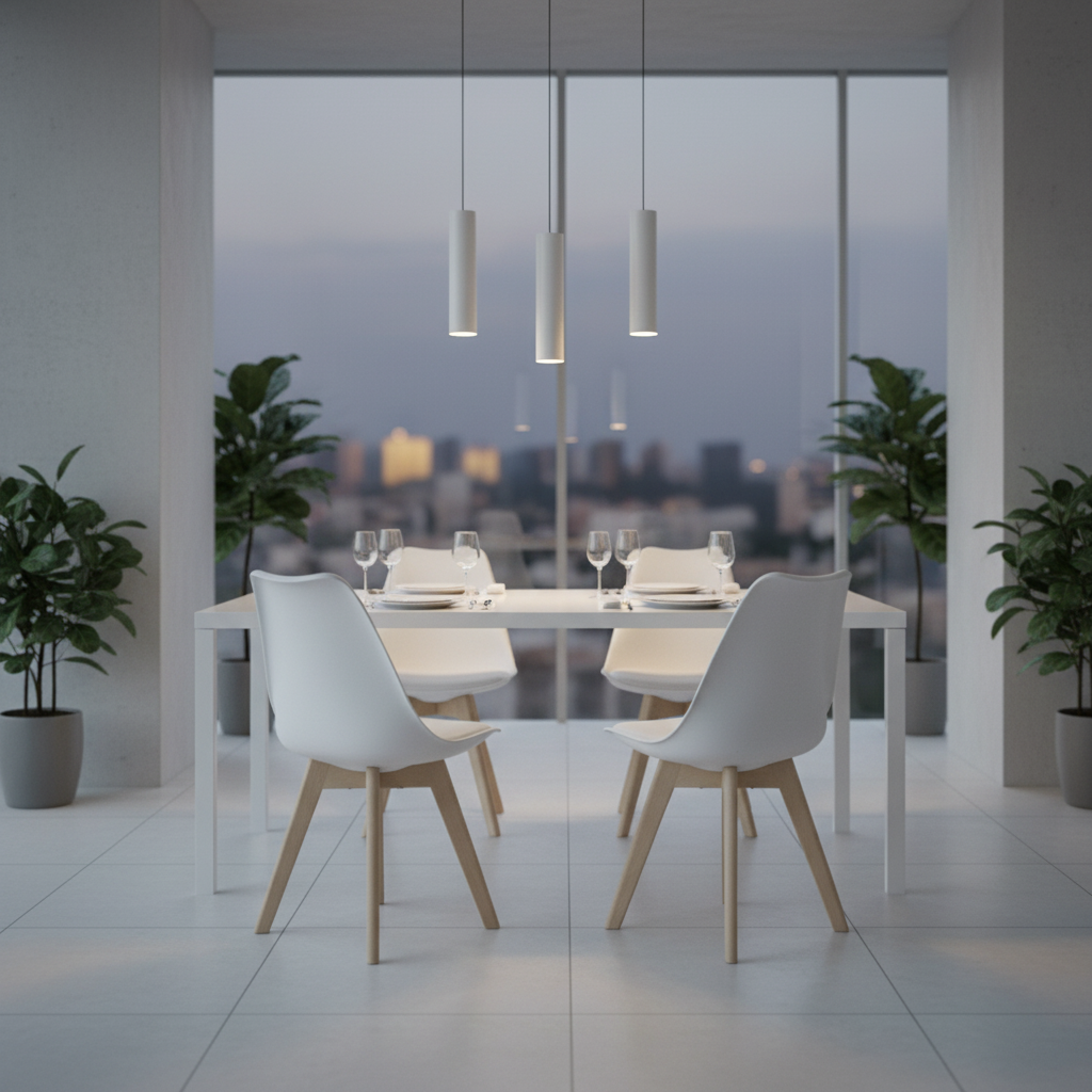 Lot de 4 chaises design contemporain nordique scandinave Blanc,chaises de cuisine en bois