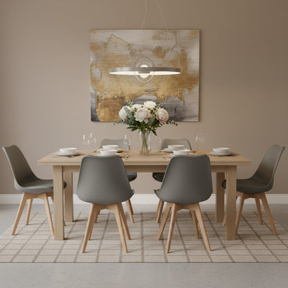 Lot de 6 Chaises design contemporain nordique scandinave - pieds en bois de hetre massif - Gris