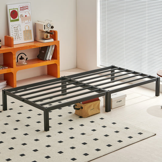 Sommier 90 x 190 cm, Cadre de Lit en Bloc Metal pour 2 Personnes Adulte Lit avec Sommier - Noir