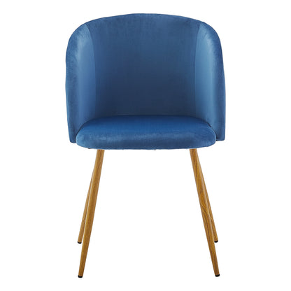 Lot de 2 chaises de salle à manger - Tissu velours Bleu- Scandinave