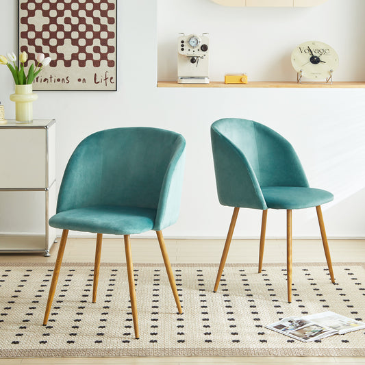 Lot de 2 chaises de salle à manger-Tissu velours Vert - Scandinave chaises