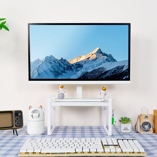 Étagère de rangement à un seul niveau avec 4 crochets en fer, étagère compacte et durable, 30 x 20 x 18 cm - Blanc