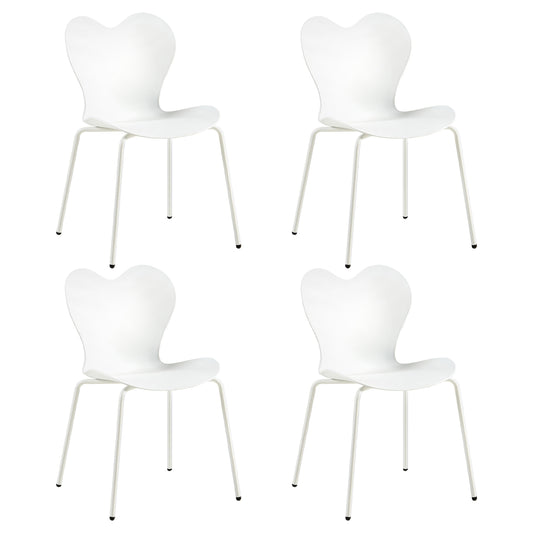 Lot de 4 Chaises de Salle à Manger, Pieds en Métal, Convient Pour la Salle à Manger, la Chambre et le Salon--Blanc