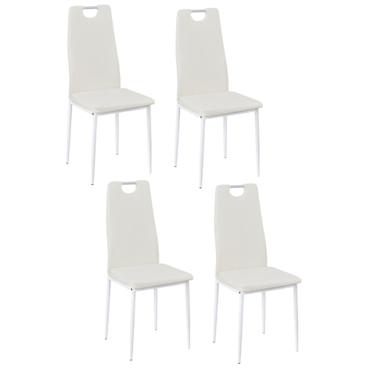 Lot de 4 Chaises d'appoint modernes pour la cuisine avec pieds en méta-Blanc