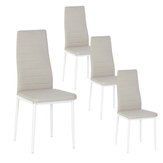 Lot de 4 Chaises Design Beige Tissu Scandinave Chaise de Salle à manger