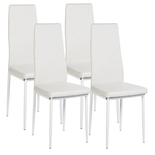 Lot de 4 Chaises de salle à manger rembourrées--Blanc