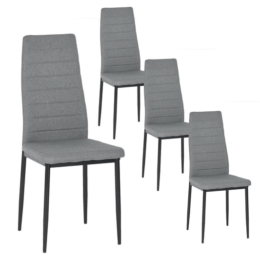 Lot de 4 Chaises Design Gris Tissu Scandinave Chaise de Salle à manger