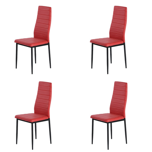 Lot de 4 Chaises Design Rouge PVC Scandinave Chaise de Salle à manger