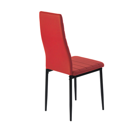 Lot de 4 Chaises Design Rouge PVC Scandinave Chaise de Salle à manger