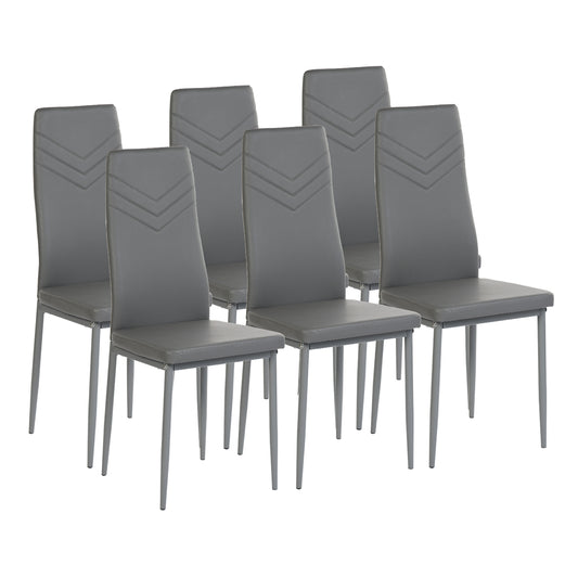 Lot de 6 Chaise de cuisine moderne avec pieds en métal-Gris foncé