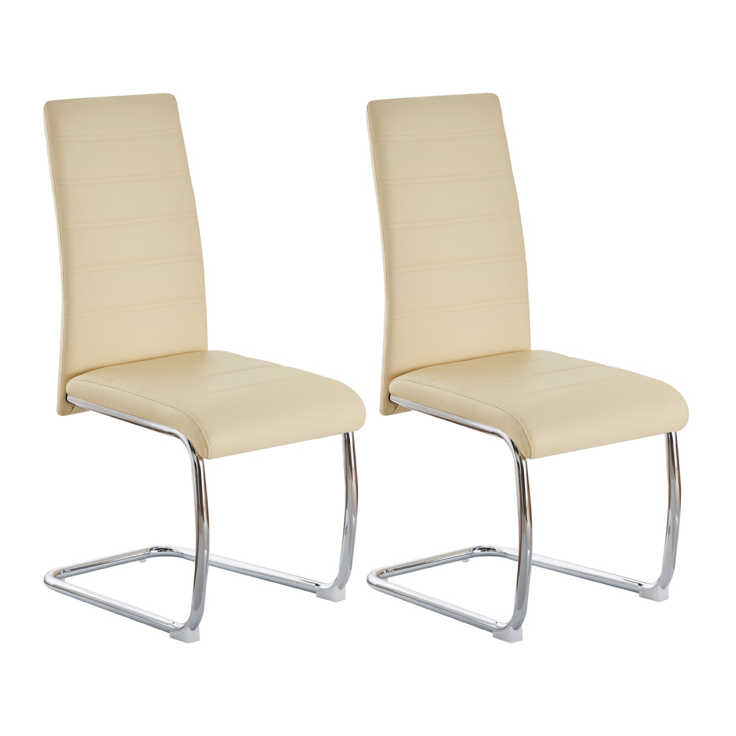Lot de 2 chaises de salle à manger en PVC Beige- Chaises de cuisine modernes