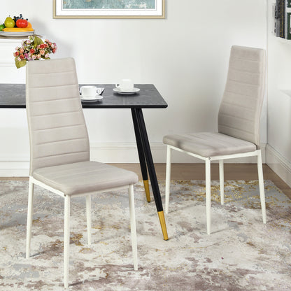 Lot de 6 chaises de salle à manger, de cuisine, confortables et rembourrées, avec siège en tissu, dossier, pieds en métal, beige