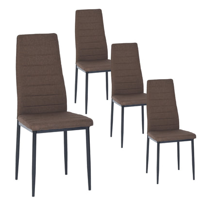 Lot de 6 chaises de salle à manger, de cuisine, confortables et rembourrées, avec siège en tissu, dossier, pieds en métal, marron