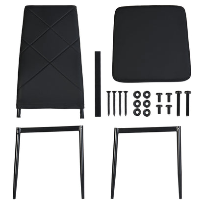 Lot de 4 Chaises de salle à manger rembourrées--Noir