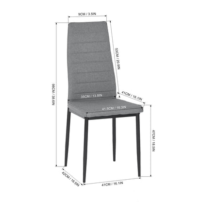 Lot de 6 chaises de salle à manger, de cuisine, confortables et rembourrées, avec siège en tissu, dossier, pieds en métal, gris