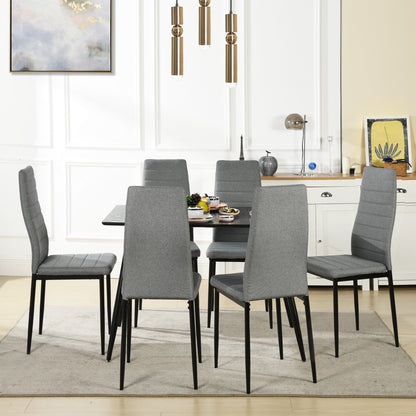 Lot de 6 chaises de salle à manger, de cuisine, confortables et rembourrées, avec siège en tissu, dossier, pieds en métal, gris