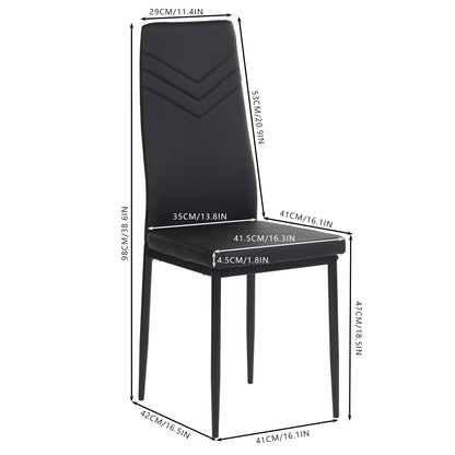 Lot de 6 Chaise de cuisine moderne avec pieds en métal-Noir