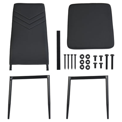 Lot de 6 Chaise de cuisine moderne avec pieds en métal-Noir