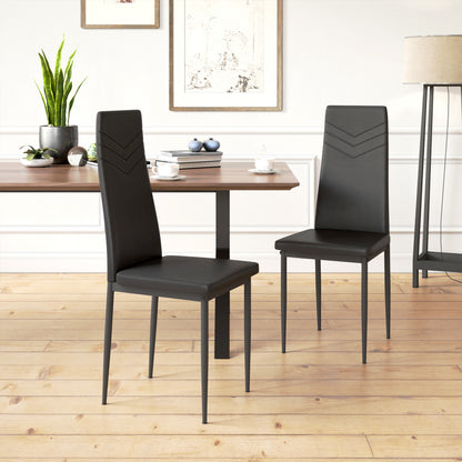 Lot de 6 Chaise de cuisine moderne avec pieds en métal-Noir