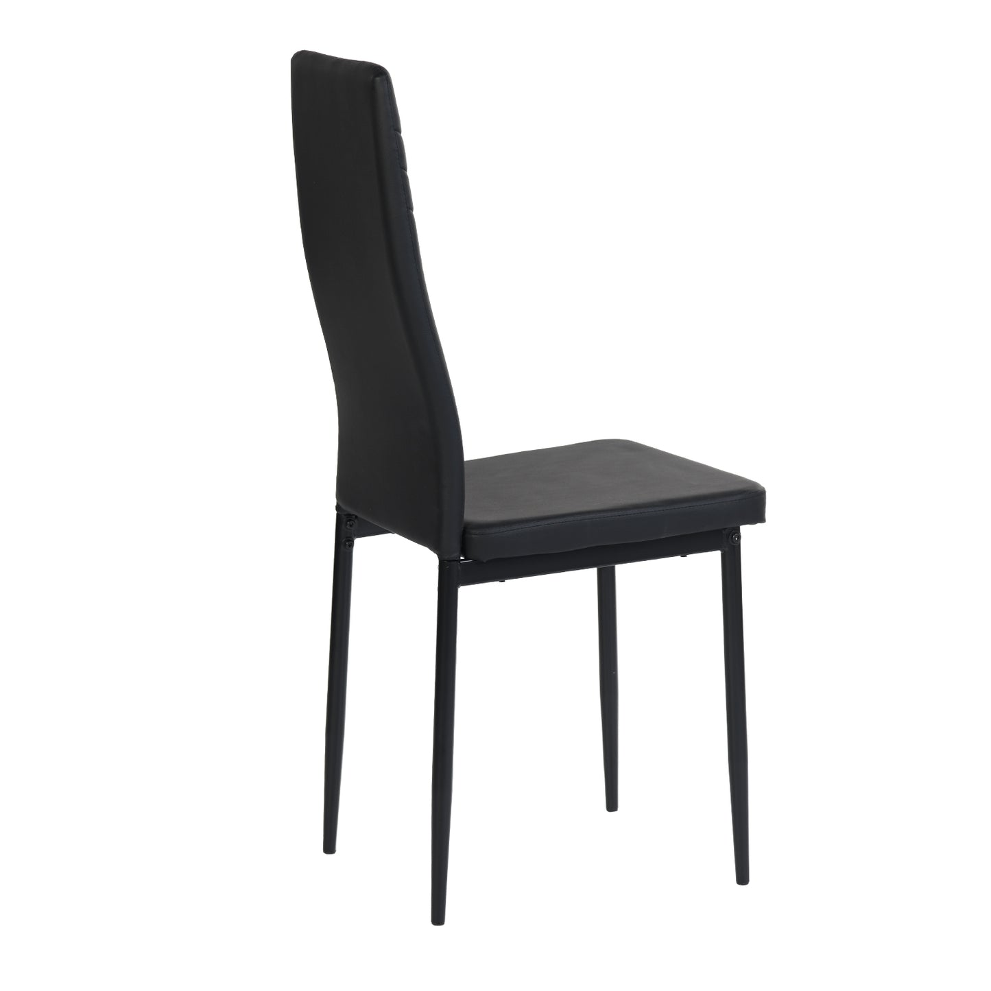 Lot de 6 Chaise de cuisine moderne avec pieds en métal-Noir