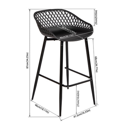 Lot de 4 Tabourets de Bar avec Dossier, Ergonomiques et Réglables en Hauteur pour Cuisine, Restaurant, Comptoir - Noir