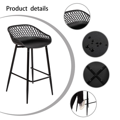 Lot de 4 Tabourets de Bar avec Dossier, Ergonomiques et Réglables en Hauteur pour Cuisine, Restaurant, Comptoir - Noir