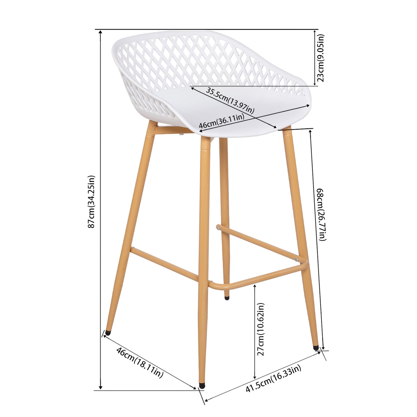 Lot de 4 Tabourets de Bar avec Dossier, Ergonomiques et Réglables en Hauteur pour Cuisine, Restaurant, Comptoir - Blanc