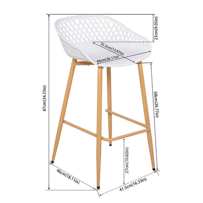 Lot de 4 Tabourets de Bar avec Dossier, Ergonomiques et Réglables en Hauteur pour Cuisine, Restaurant, Comptoir - Blanc