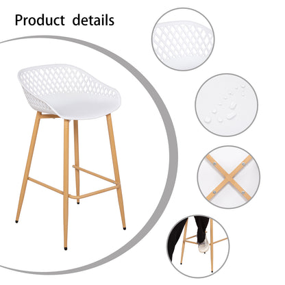 Lot de 4 Tabourets de Bar avec Dossier, Ergonomiques et Réglables en Hauteur pour Cuisine, Restaurant, Comptoir - Blanc