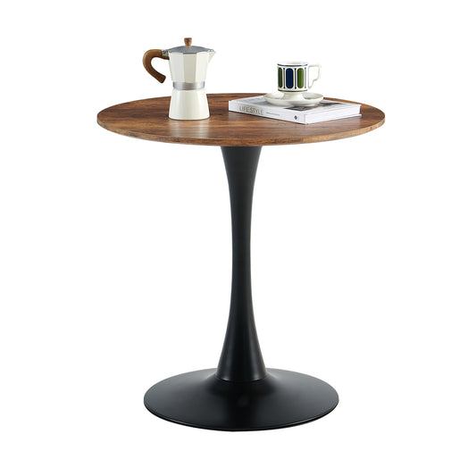 Table à manger ronde moderne - Petite table pour cuisine, salon, salle à manger, balcon, Diamètre 70 x 70 cm - Marron vintage