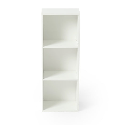 Bibliothèque Cube à 3 étages, Bibliotheque Meuble de Rangement 3 Cases pour Bureau Salon Chambre, 29 x 24 x 78cm--Blanc