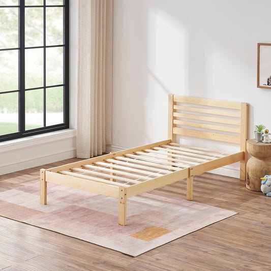 Structure de Lit Simple en Bois avec Sommier - 90x190 cm - Style Scandinave