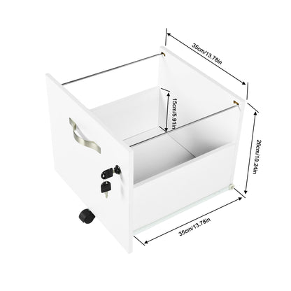 Caisson à roulettes verrouillable avec 2 tiroirs, 5 roulettes et barres de suspension réglables pour dossiers A4 et lettres