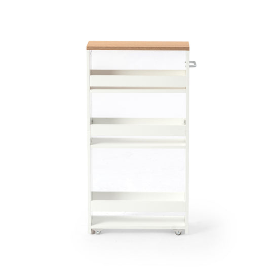 Chariot de Rangement à roulettes Mince sur 3 Niveaux, Étagère Roulante, Chambre,  Rangement Salle de Bain,  40 x 14 x 80 cm, Blanc