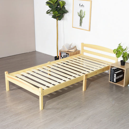 Structure de Lit Simple en Bois - 90x190 cm - Naturel