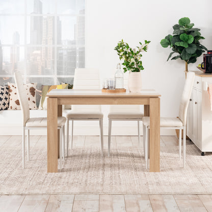 Table de Salle à Manger Rectangle 4 à 6 Personnes, Adaptée à la Cuisine, Manger, Salon et au Bureau, 110 x 70 x 75 cm--Couleur Chêne+Blanc