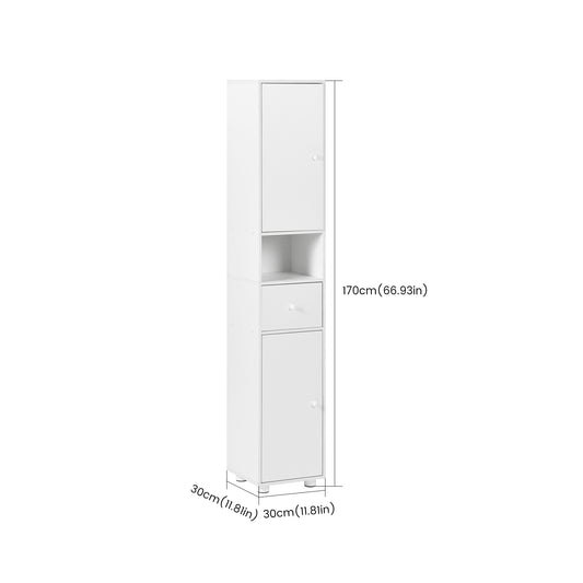 Armoire haute de cuisine, buffet avec tiroirs et portes, meuble de rangement polyvalent, blanche, 55 x 30 x 82 cm