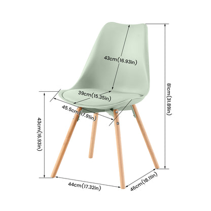 Lot de 6 chaises de salle à manger rembourrées avec bois massif Assise Dossier pour salle à manger, salon, chambre à coucher, salle de conférence, vert crème glacée