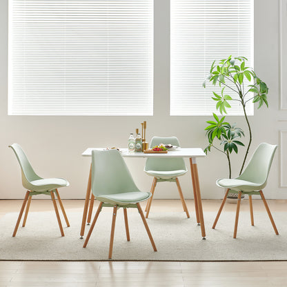 Lot de 4 chaises de salle à manger rembourrées avec bois massif Assise Dossier pour salle à manger, salon, chambre à coucher, salle de conférence, vert crème glacée