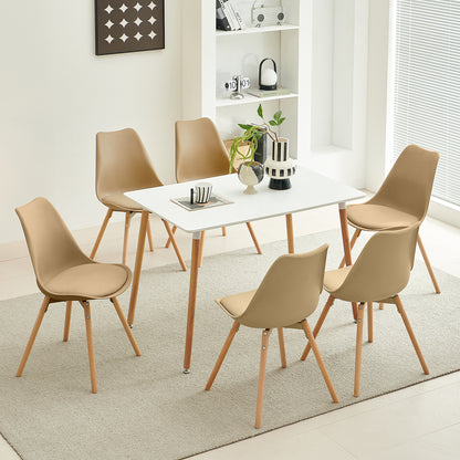 Lot de 6 chaises de salle à manger rembourrées avec bois massif Assise Dossier pour salle à manger, salon, chambre à coucher, salle de conférence Kaki